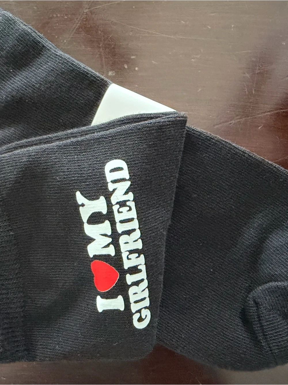 Black 'I ♥ My Girlfriend' Graphic Socks